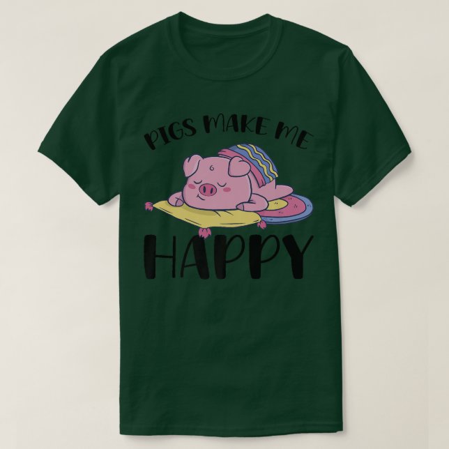 Camiseta Pigs Make Me Happy Premium 5010  (Frente do Design)