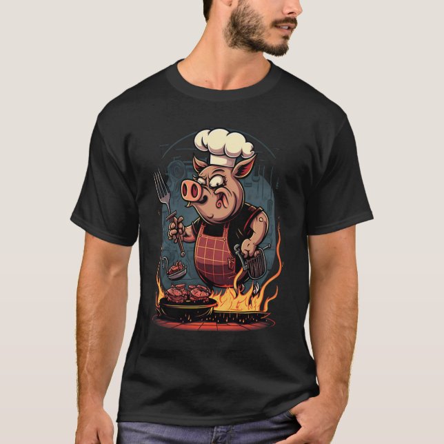 Camiseta Pig's Meat   Pig Grilling Steak (Frente)