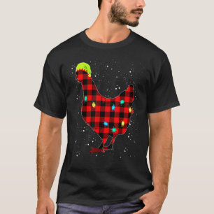 Camiseta Pijama Combinante Natal Luzes Vermelhas Frango Nat
