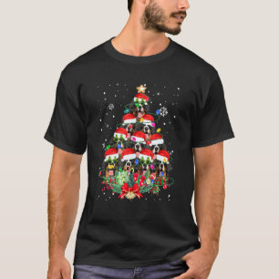 Camiseta Pijama de Luzes de Natal da Árvore do Cão da Monta