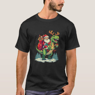 Camiseta Pijama de Luzes de Natal do Papai Noel montado em