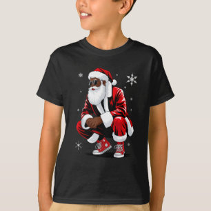 Camiseta Pijama de Natal Afro-Americano Xmas Afro Papai Noe