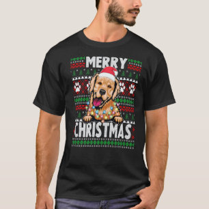Camiseta Pijama de Natal com Iluminação de Cachorro Retriev