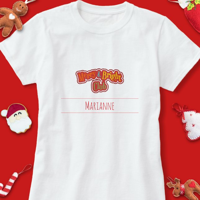 Camiseta Pijama de Natal da Família Bright Club e Feliz Bon (Merry & Bright Club T Shirt)