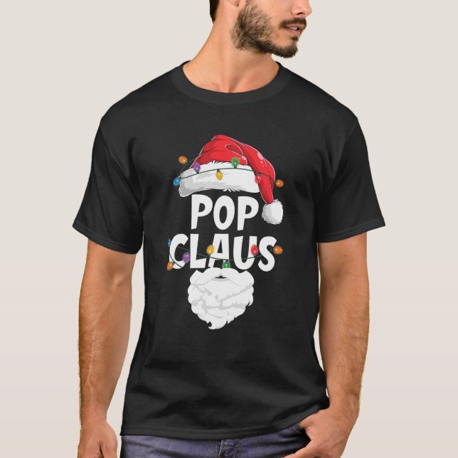 Camiseta Pijama de Natal da Família Santa Hat, Pop engraçad (Frente)