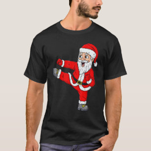 Camiseta Pijama de Natal do Papai Noel de Karatê Engraçado 