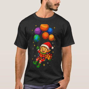 Camiseta Pijama De Natal Engraçado De Astronauta Elfo Com P