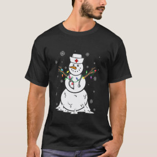 Camiseta Pijama de Natal Engraçado de Enfermeira Boneco de