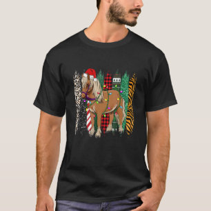 Camiseta Pijama de Natal Equina Xadrez Vermelha de Santa Ha