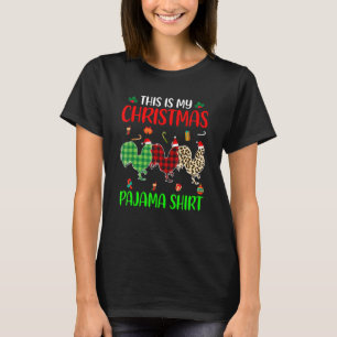 Camiseta Pijama de Natal Frango Animais Árvore de Natal Luz