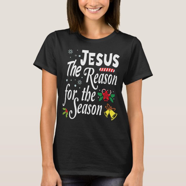 Camiseta Pijama de Natal Jesus A Razão para estourar a vida (Frente)