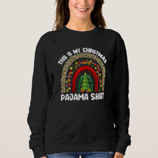 Camiseta Pijama de Natal Leopardo Arco-íris Pijamas de Nata