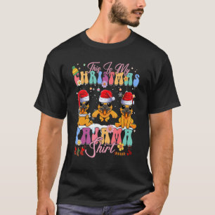 Camiseta Pijama de Natal Pastor Alemão Santa Cachorro Combi