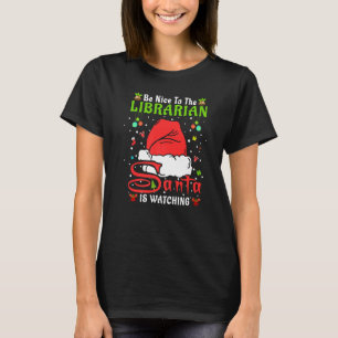 Camiseta Pijama de Natal Santa Seja Legal Com a Bibliotecár