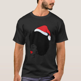 Camiseta Pijama de Papai Noel Afro-Americano Preto