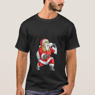 Camiseta Pijama Natalino Feminino Santa Karatê Engraçado Me
