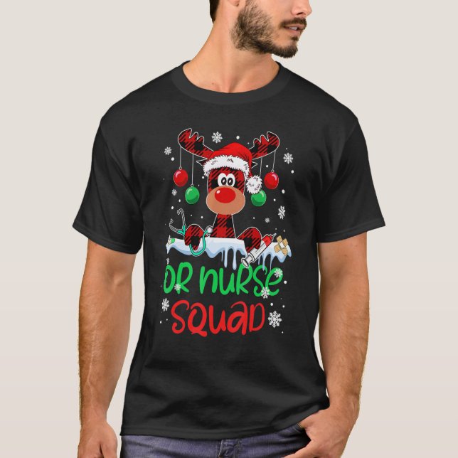 Camiseta Pijamas Combinantes de Rena de Natal da Equipe de  (Frente)