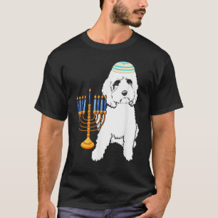 Camiseta Pijamas de Chanukah Menorah de Cachorro Poodle Jud