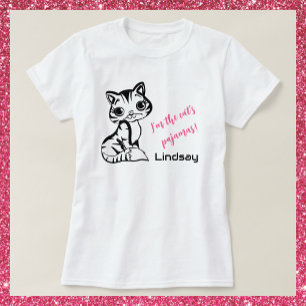 Camiseta Pijamas de Gato Bonito e Rosa