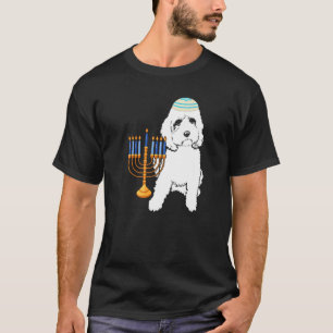 Camiseta Pijamas de Hanukkah Menorah de Cachorro Poodle Jud