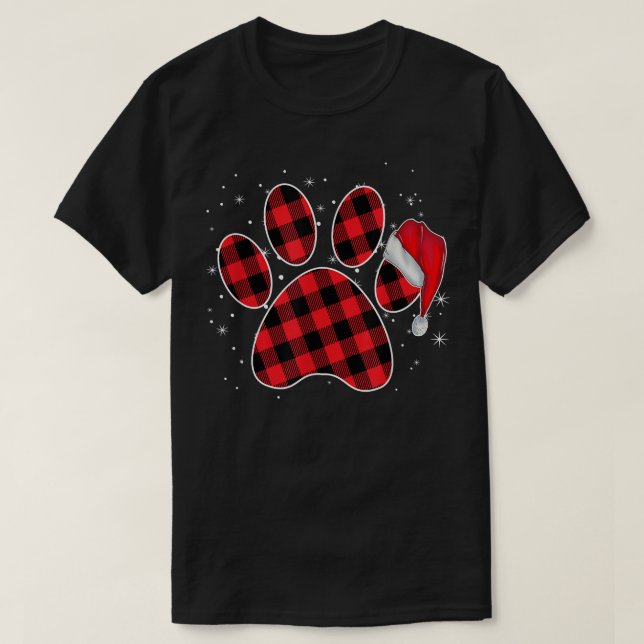 Camiseta Pijamas de Natal com Patas de Cachorro para Famíli (Frente do Design)