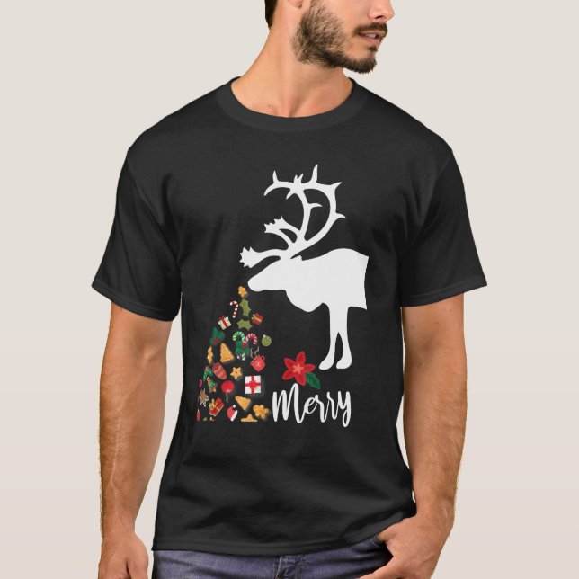 Camiseta Pijamas De Natal De Reindeer Para A Correspondênci (Frente)