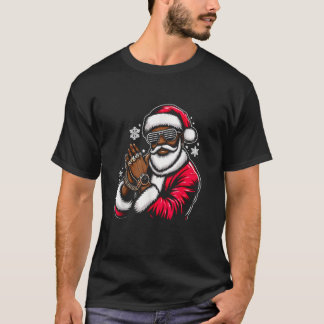 Camiseta Pijamas de Natal de Santa Afro-Americanos Cool Bla