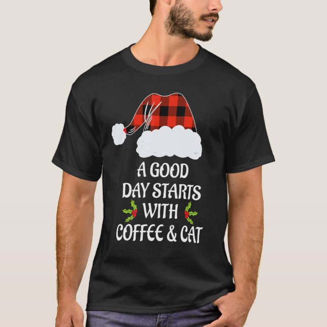 Camiseta Pijamas de Natal Gato Caneca de Café Gato Natal (Frente)