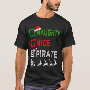 Camiseta Pijamas de Natal Pirata Malvado Divertido Santa 