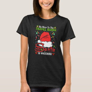 Camiseta Pijamas de Natal Santa Seja Legal com a Enfermeira