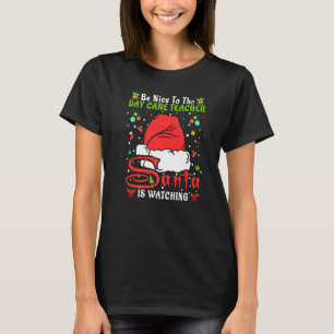 Camiseta Pijamas de Natal Santa Seja Legal com a Professora