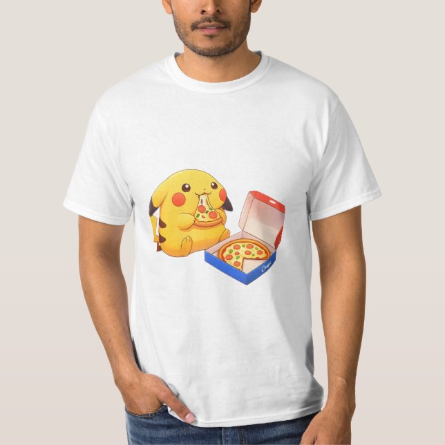 Camiseta Pikachu Amante de Pizza (pokemon) (Frente)