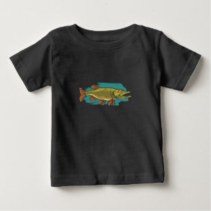 Camiseta Pike Norte Raiva, Peixe Predatório Grande