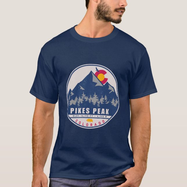 Camiseta Pikes Peak Colorado Retro Sunset Souvenirs (Frente)