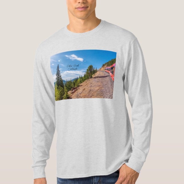 Camiseta Pikes Pico Camada do Comboio Camada Longa de Homen (Frente)