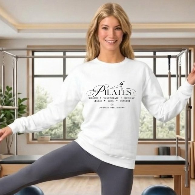 Camiseta Pilates de Luxo Os Princípios Básicos Preto (Luxury Pilates The Core Principles Sweatshirt Black)