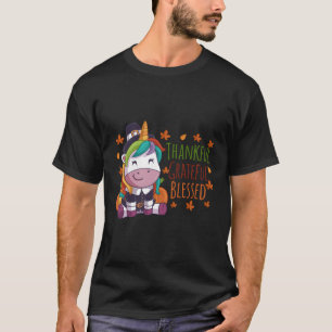 Camiseta Pilgrim Unicorn Graças Graças Graças Abençoado Gra
