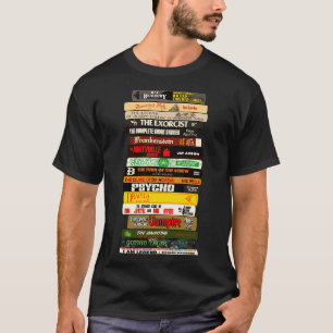 Camiseta Pilha Clássica de Livros de Horror