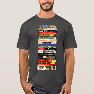 Camiseta Pilha Clássica de Livros de Literatura