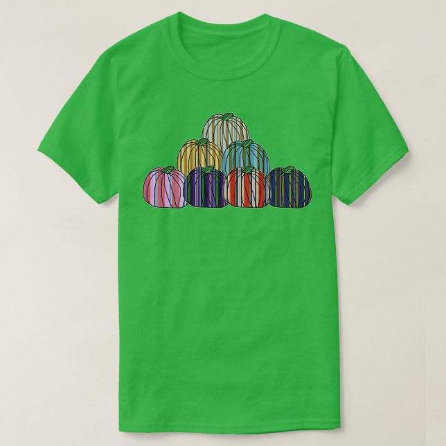Camiseta Pilha de Abóbora Colorida (Frente do Design)