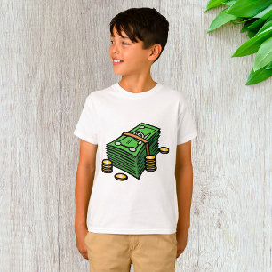 Camiseta Pilha de Dinheiro com Moedas Dinheiro