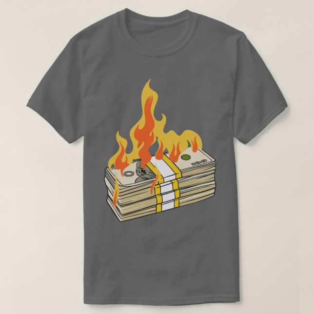 Camiseta Pilha De Dinheiro Em Fogo (Frente do Design)