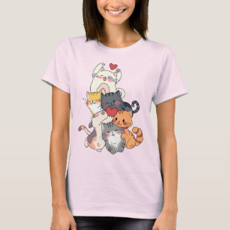 Camiseta Pilha de Gato Fofo de Amor – Gatinhos Adoráveis Ab