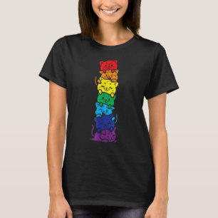 Camiseta Pilha De Gatos Arco-Íris Orgulho gay Cute Lgbt Ani