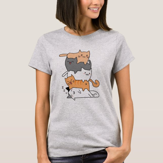 Camiseta Pilha de Gatos Cortes com Carneiros | Gatinho-Pilh (Frente)