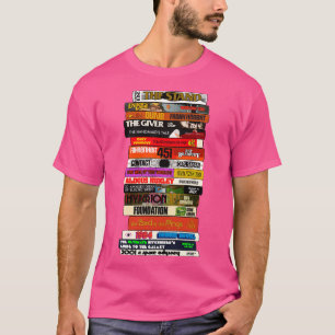 Camiseta Pilha de Livros de Ficção Científica