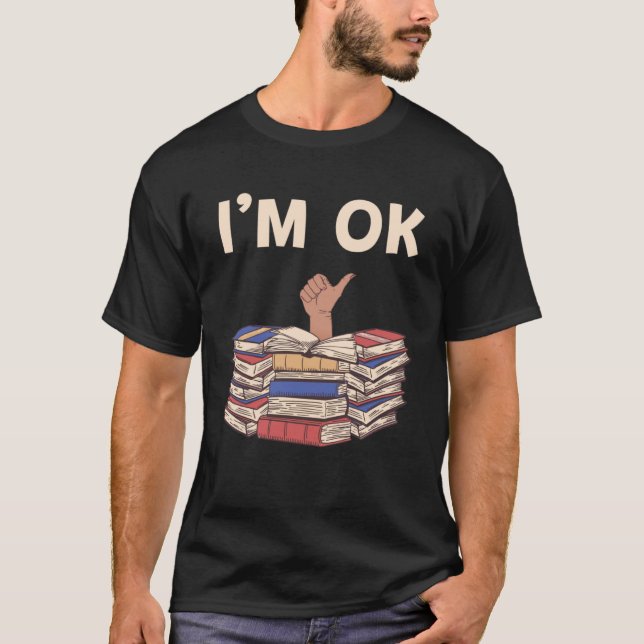 Camiseta Pilha de Livros Eu estou bem (Frente)