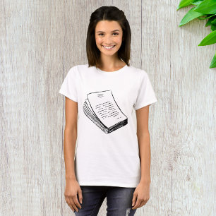 Camiseta Pilha de Papel Desenhada à Mão Minimalista
