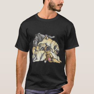Camiseta Pilha de Pugs dormindo