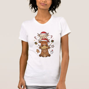 Camiseta Pilha de Vaca das Terras Altas de Natal Desenho de